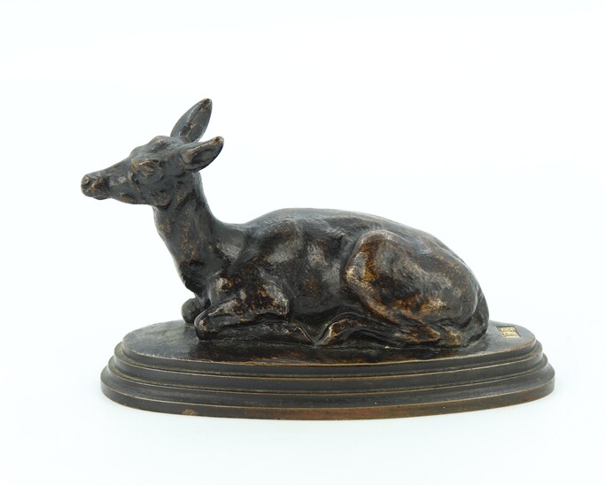 Reclining doe by Antoine-Louis Barye