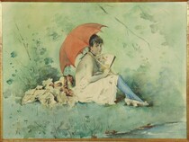 Demoiselle au bord de l'eau par Ferdinand Heilbuth