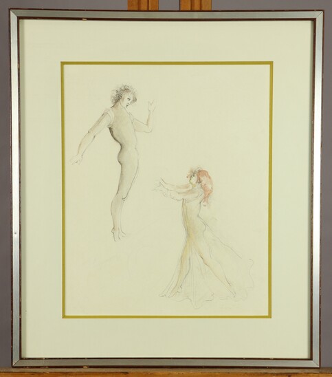 Two figures, drawing by Leonor Fini