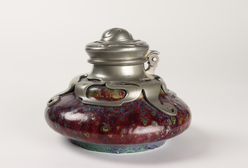 Dalpayrat inkwell, tin frame