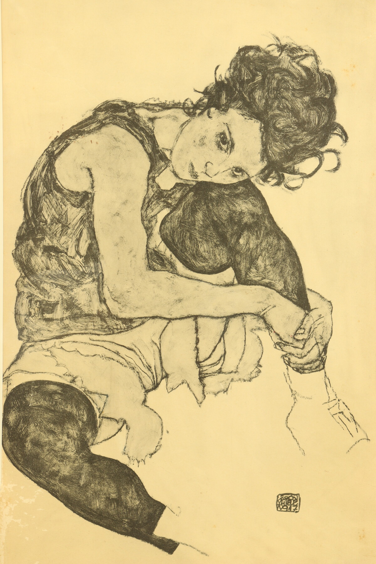 Femme assise à la jambe repliée par Egon Schiele