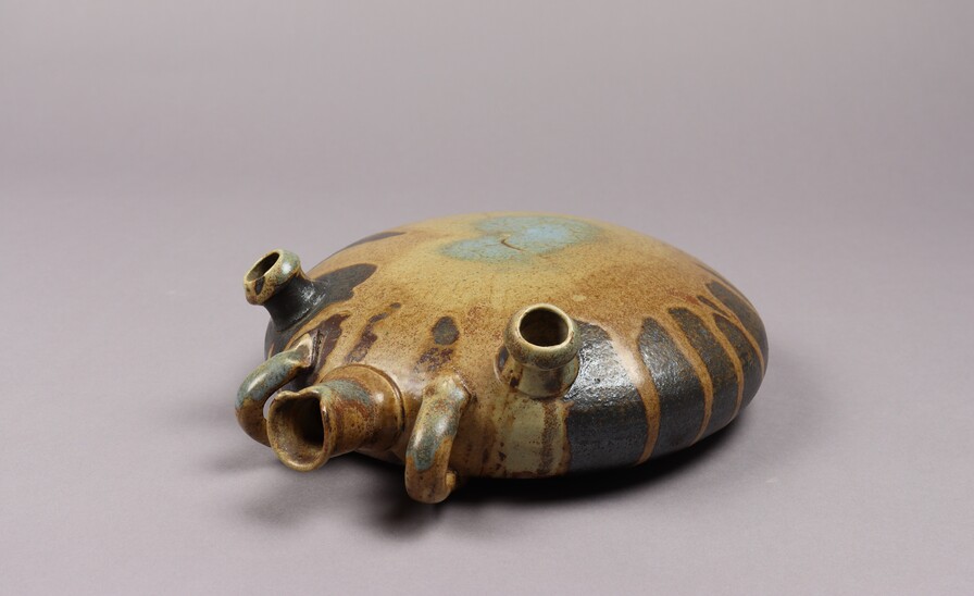 Flat flask in enamelled stoneware by Jean Carriès