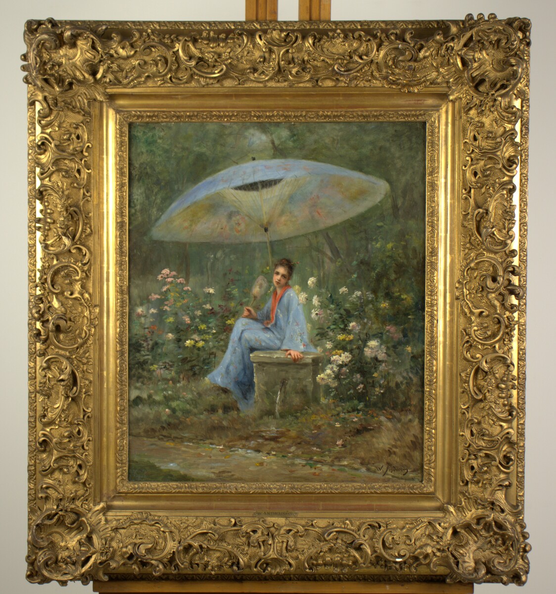 Jeune femme sous un parasol par Walter Anderson