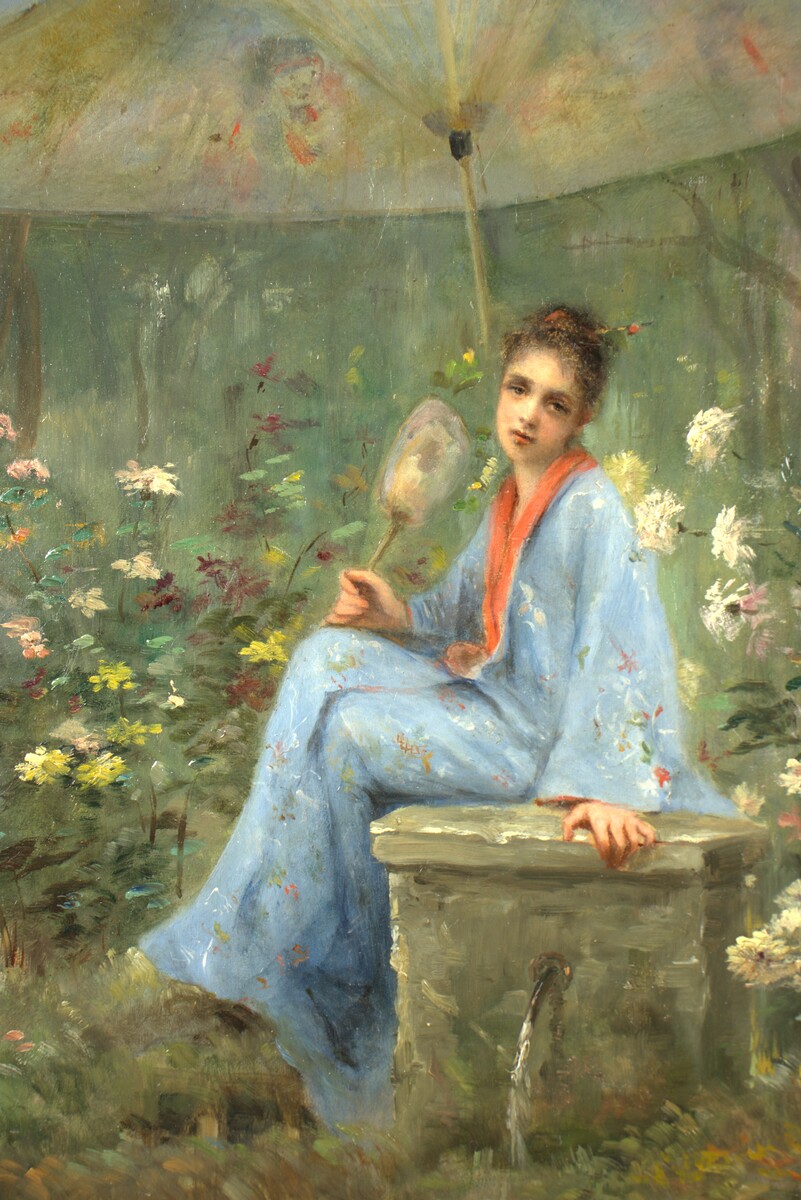 Jeune femme sous un parasol par Walter Anderson