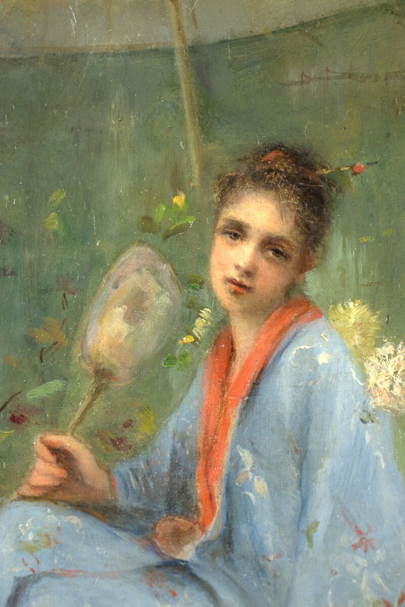 Jeune femme sous un parasol par Walter Anderson