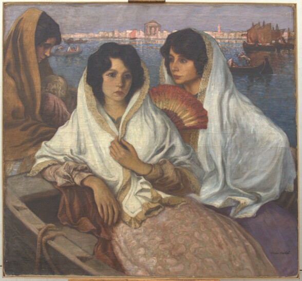 Young women in a gondola in Venice by Charles Martel