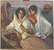 Jeunes femmes en gondole à Venise par Charles Martel