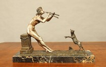 Joueuse de aulos et capriné dansant par Henry Fugère