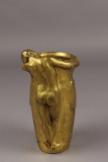 Lassitude, gilt bronze vase by Charles Vital-Cornu