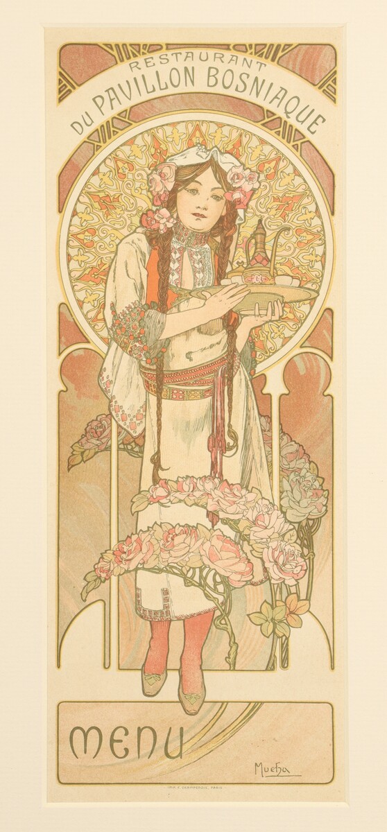 Menu du Pavillon Bosniaque pour l'Exposition Universelle de 1900 par Alphonse Mucha