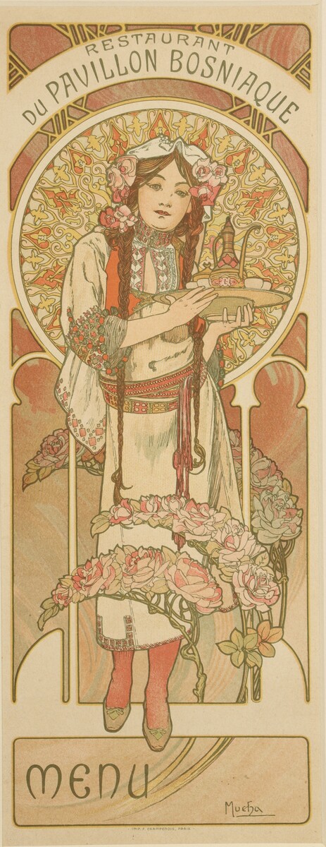 Menu du Pavillon Bosniaque pour l'Exposition Universelle de 1900 par Alphonse Mucha