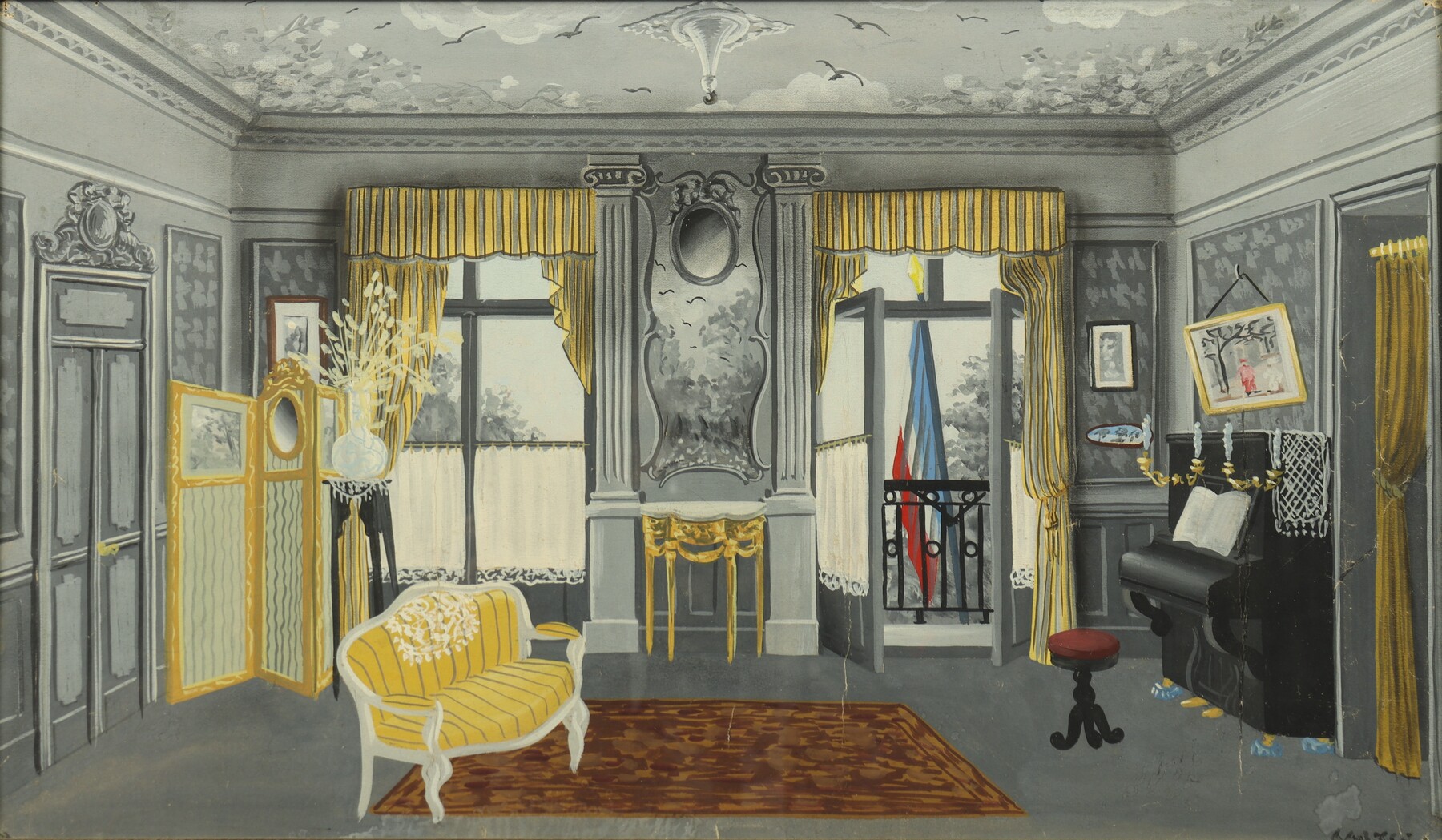 Paire de décors de théâtre par Félix Labisse