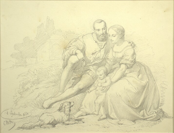 Family scene by Cesare Dell'Acqua