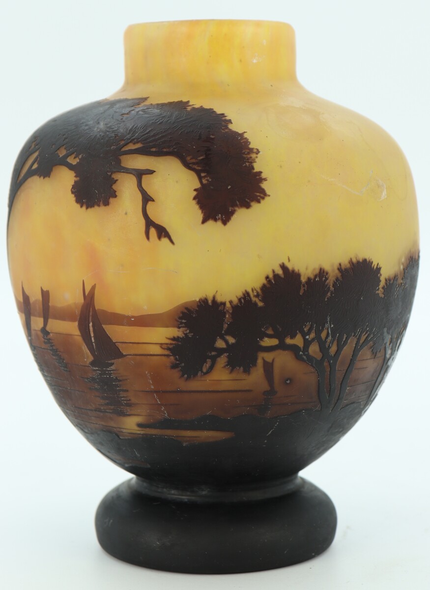 Vase Daum au paysage marin