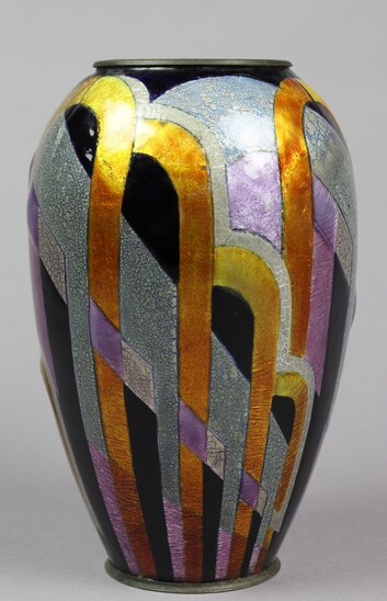 Enameled copper vase by Camille Faure