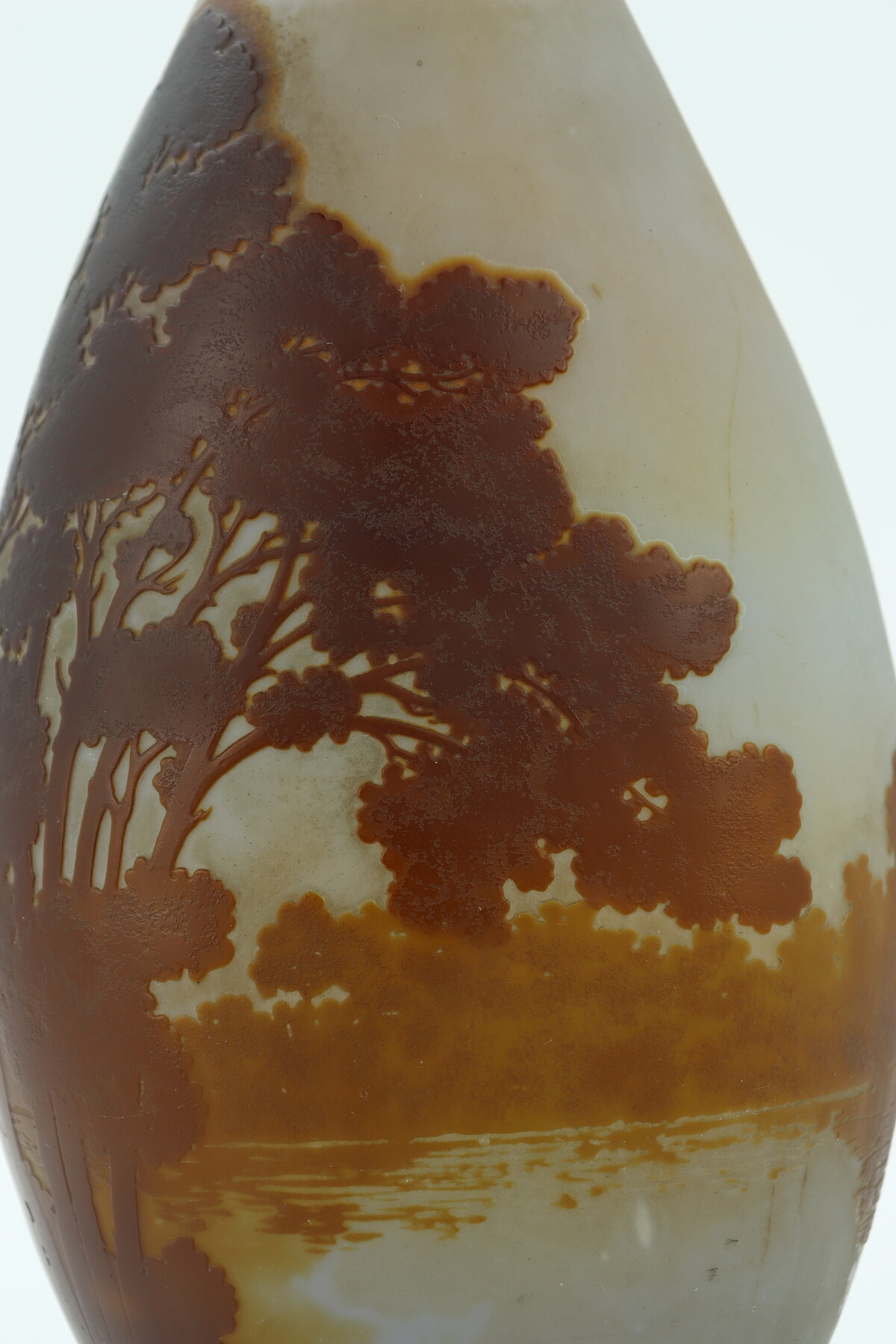 Vase Gallé à décor de paysage lacustre