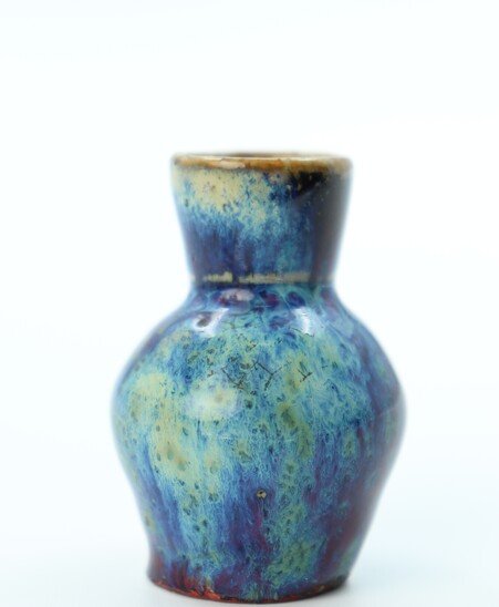 Blue moiiniature vase by Pierre-Adrien Dalpayrat